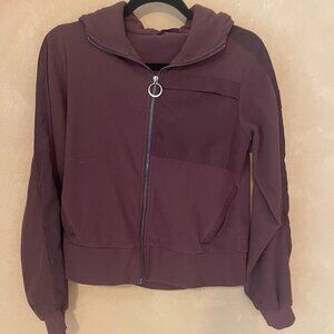Alo maroon thin zip up Hoodie